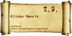 Klinko Henrik névjegykártya